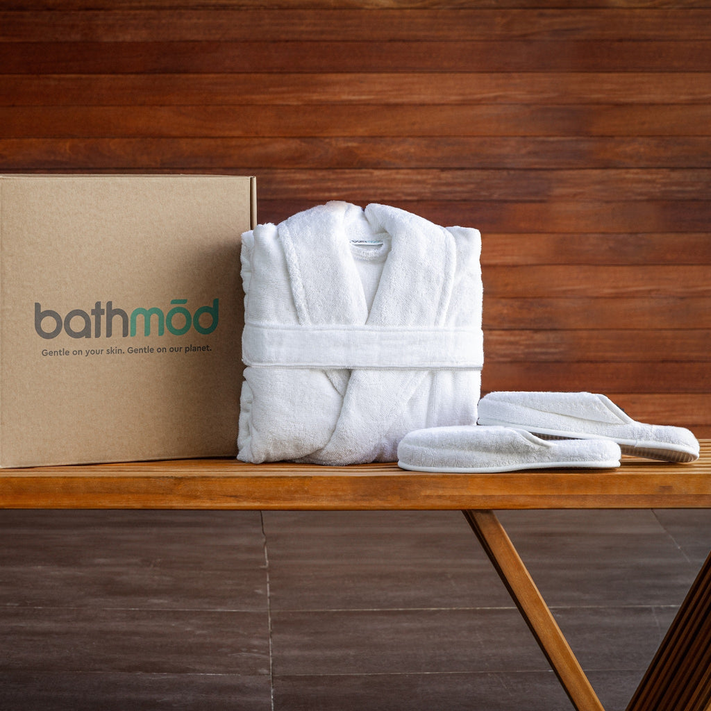 Organic Cotton Bathrobe and Slipper Gift Set