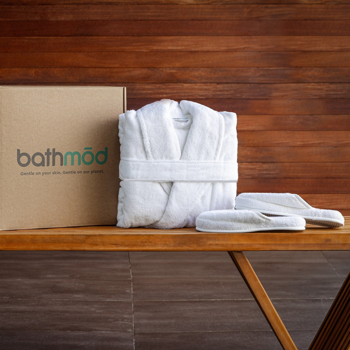 Organic Cotton Bathrobe and Slipper Gift Set