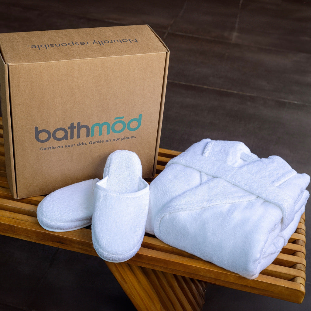 Organic Cotton Bathrobe and Slipper Gift Set