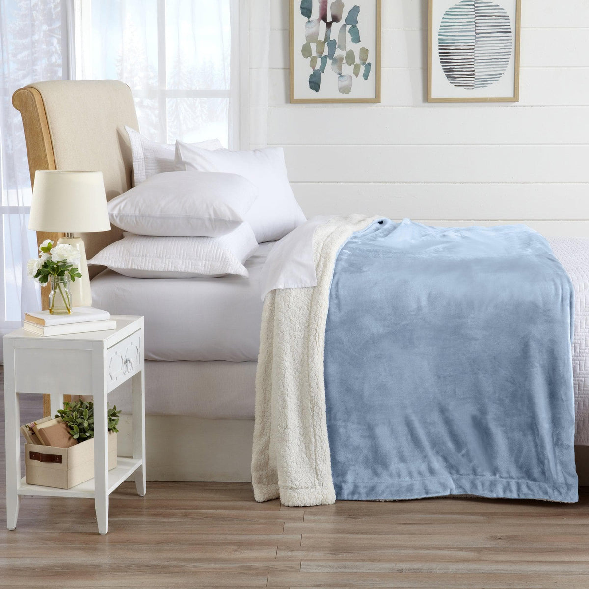Velvet Plush Sherpa Bed Blanket, Kinsley Collection