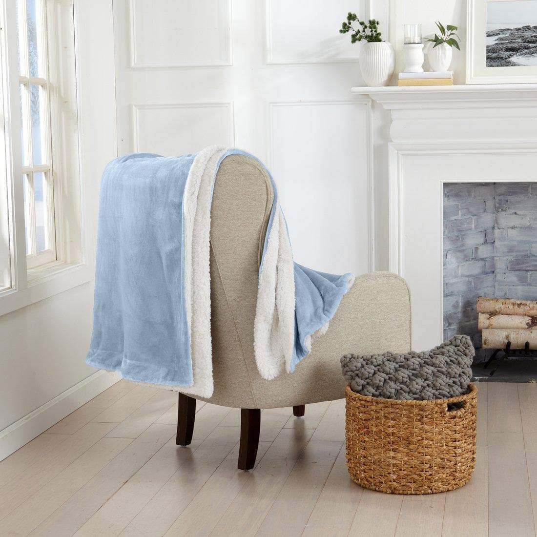 Velvet Plush Sherpa Bed Blanket, Kinsley Collection