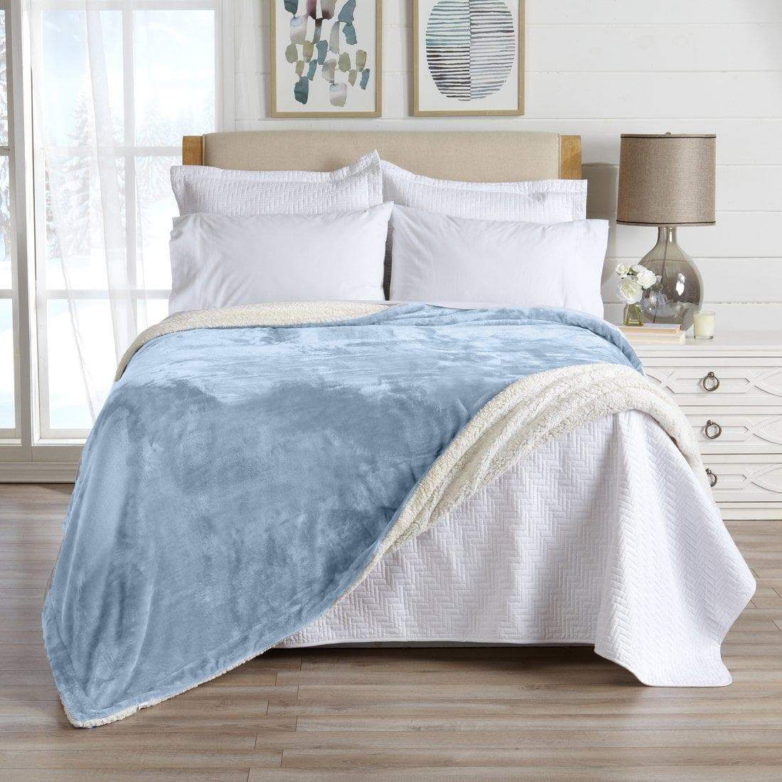 Velvet Plush Sherpa Bed Blanket, Kinsley Collection