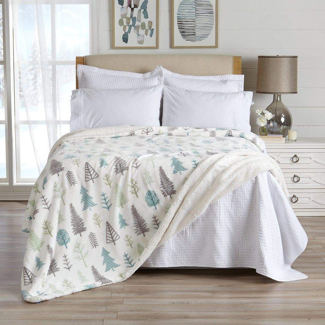 Velvet Plush Sherpa Bed Blanket, Kinsley Collection