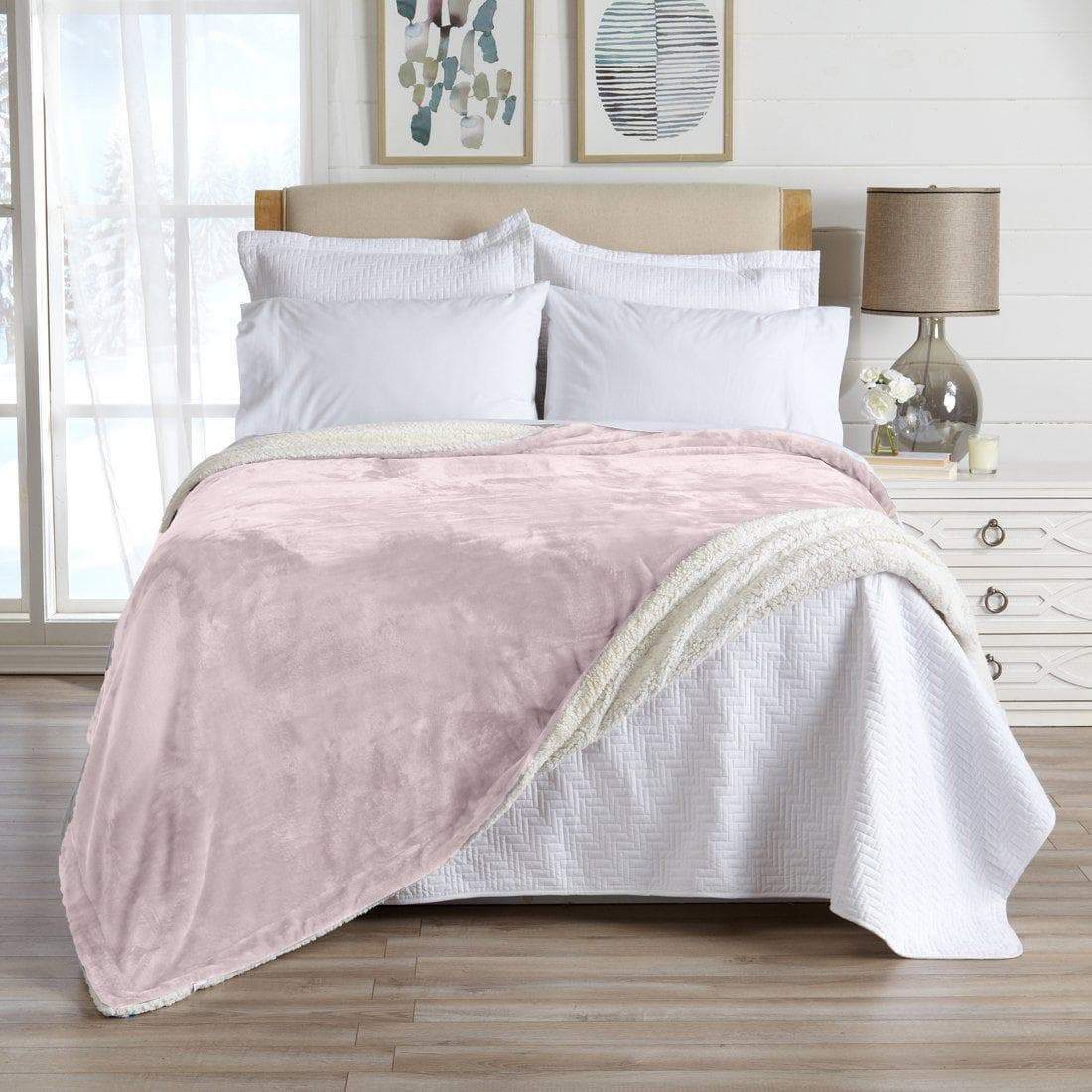 Velvet Plush Sherpa Bed Blanket, Kinsley Collection