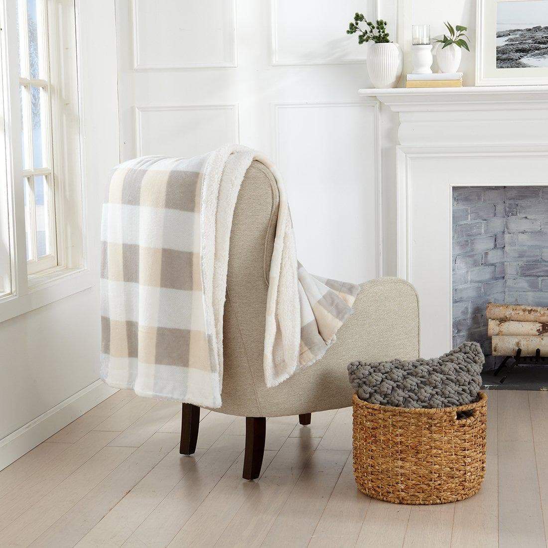 Velvet Plush Sherpa Bed Blanket, Kinsley Collection