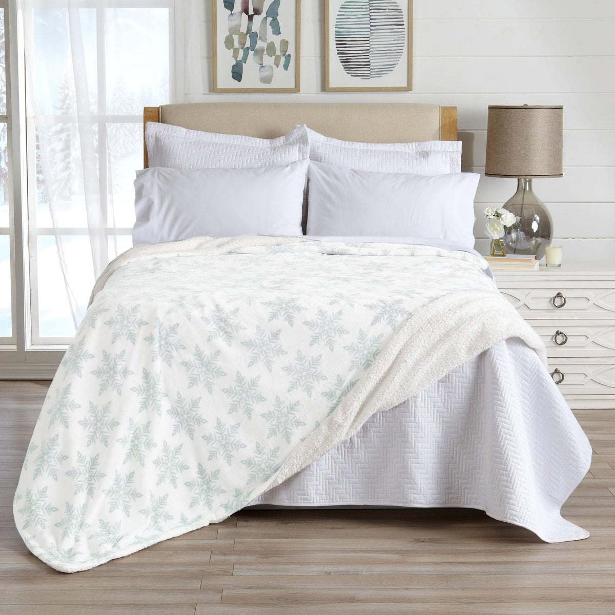 Velvet Plush Sherpa Bed Blanket, Kinsley Collection