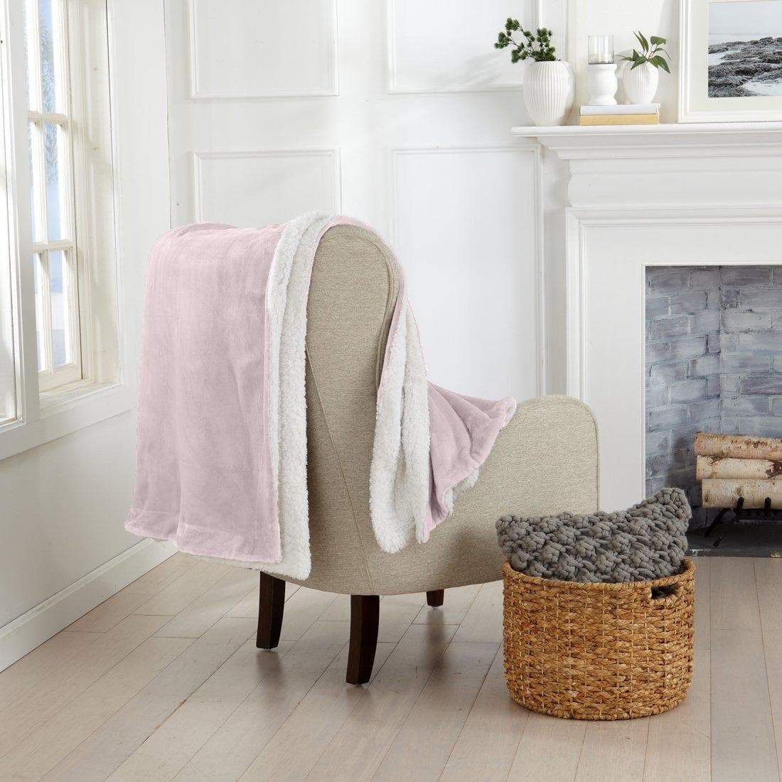 Velvet Plush Sherpa Bed Blanket, Kinsley Collection