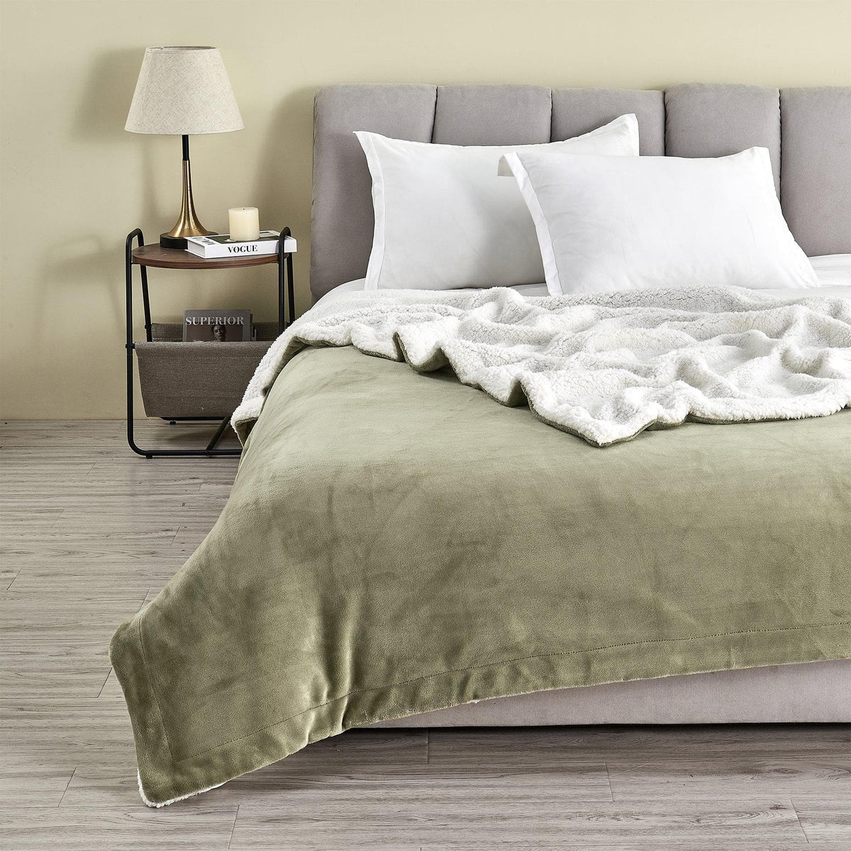Velvet Plush Sherpa Bed Blanket, Kinsley Collection