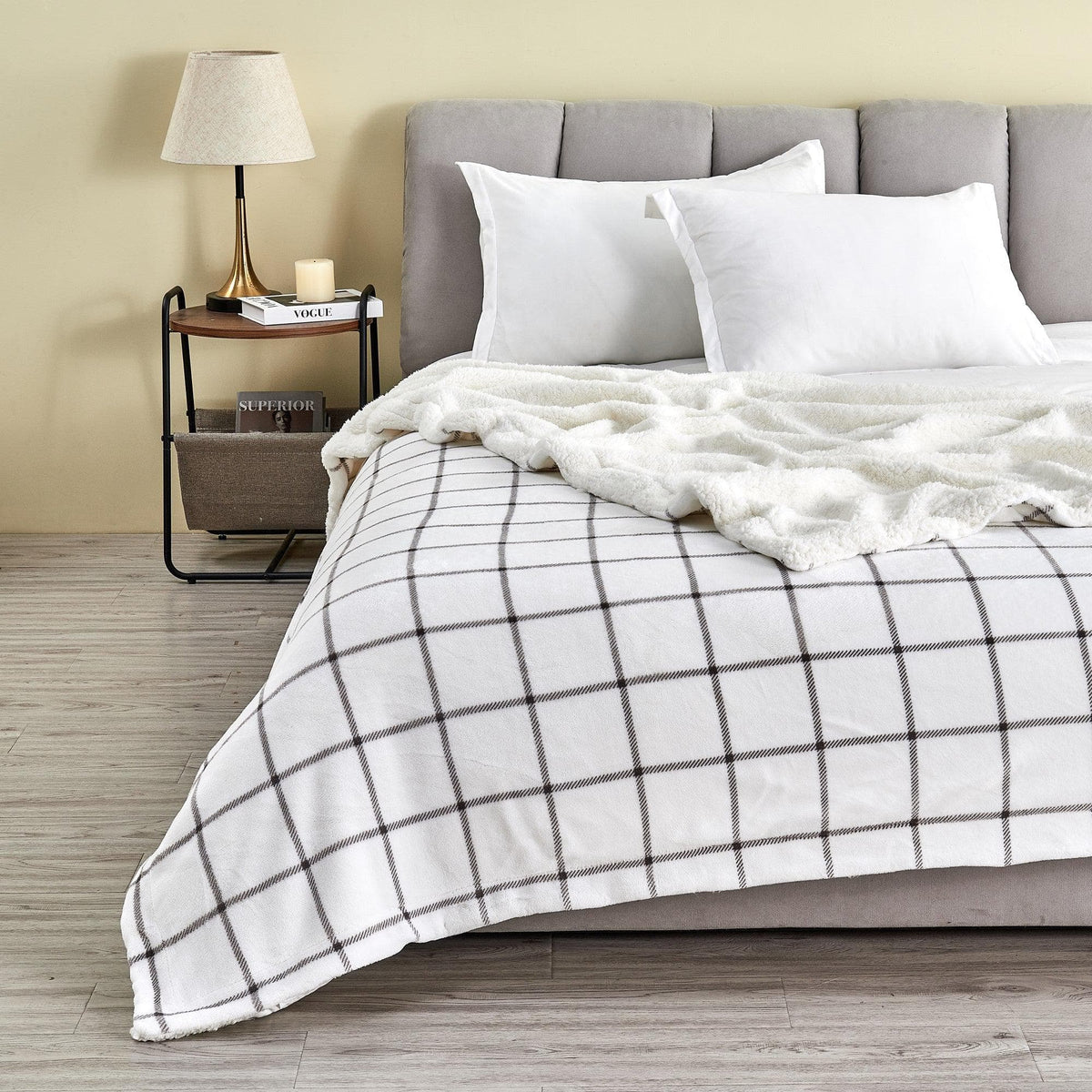 Velvet Plush Sherpa Bed Blanket, Kinsley Collection