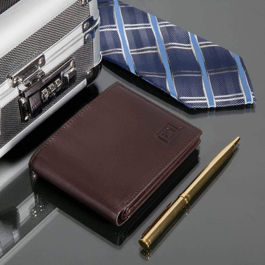 RFID-Blocking Leather Bifold Wallet with ID Window