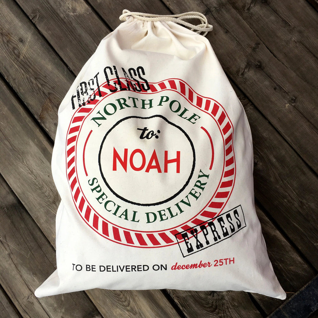 Personalized Canvas Santa Sack with Drawstring
