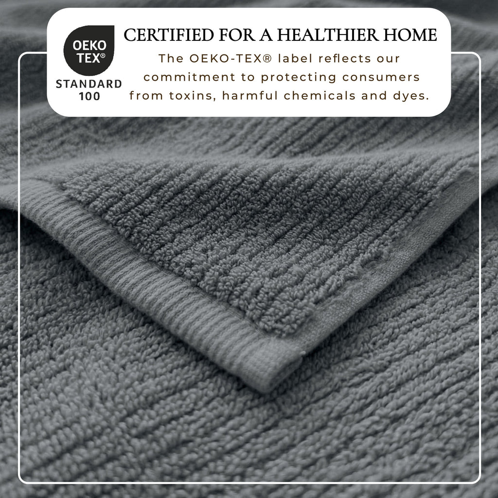 Ribbed Turkish Cotton Bath Towel Set, 6 Pieces