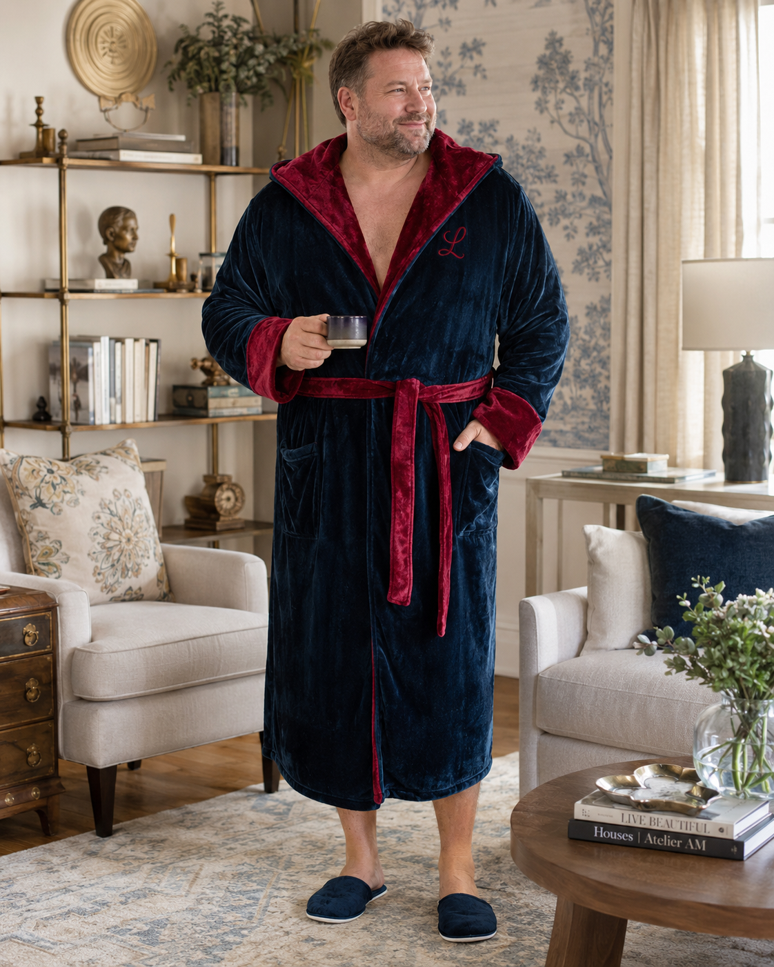 Men's Plush Hooded Robe