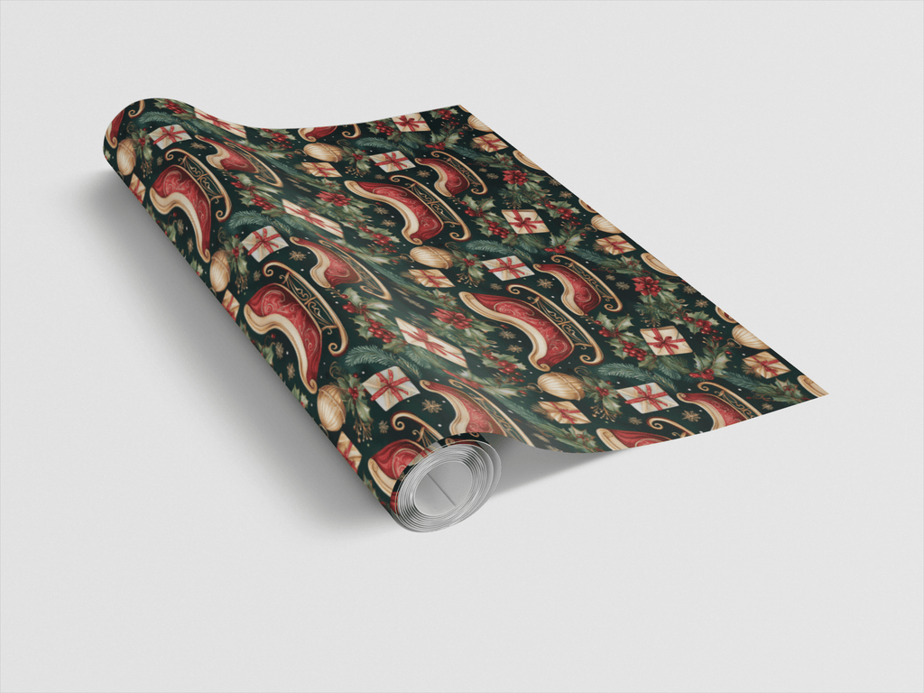 Gilded Sleigh Wrapping Paper
