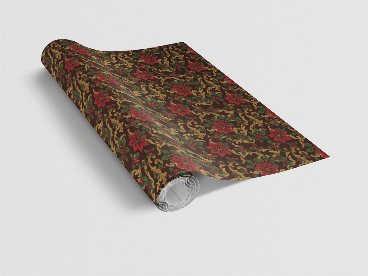 Poinsettia Royale Wrapping Paper
