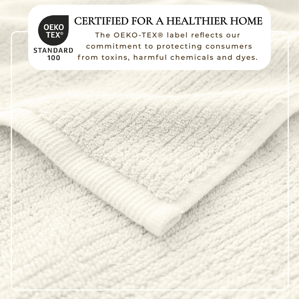 Ribbed Turkish Cotton Bath Towel Set, 6 Pieces