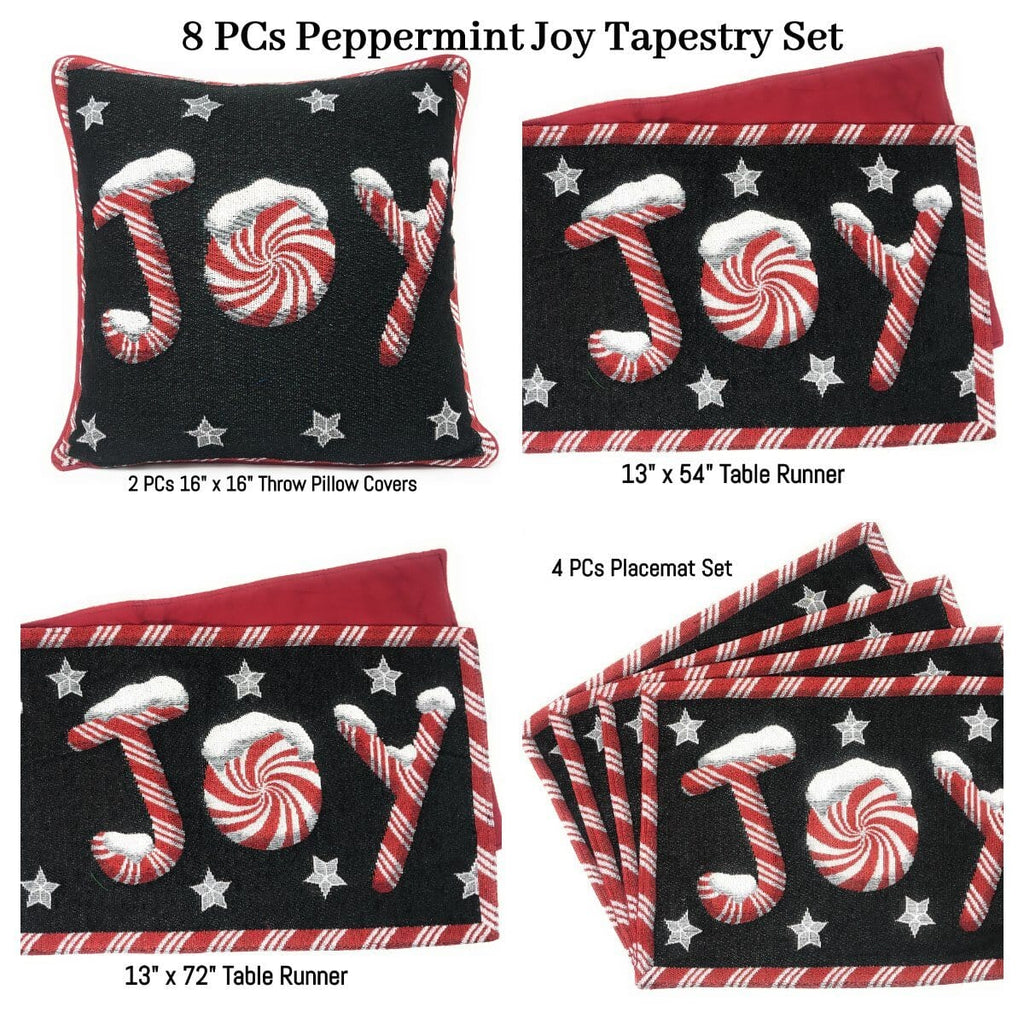Peppermint Joy Holiday Table Set, 8 Pieces