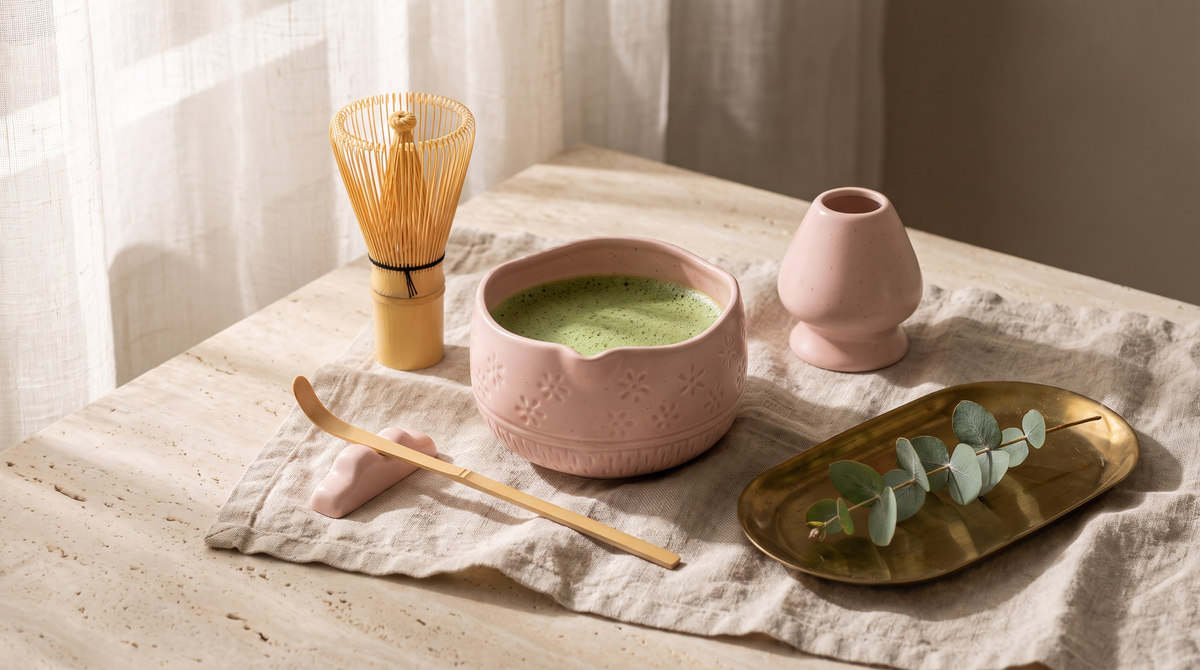 Matcha Whisk Gift Set, Bamboo Whisk and Ceramic Bowl