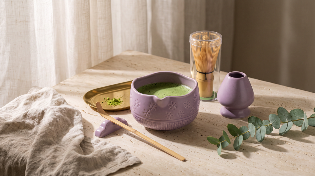 Matcha Whisk Gift Set, Bamboo Whisk and Ceramic Bowl