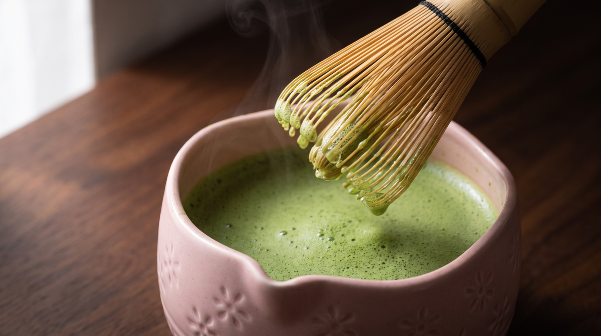 Matcha Whisk Gift Set, Bamboo Whisk and Ceramic Bowl