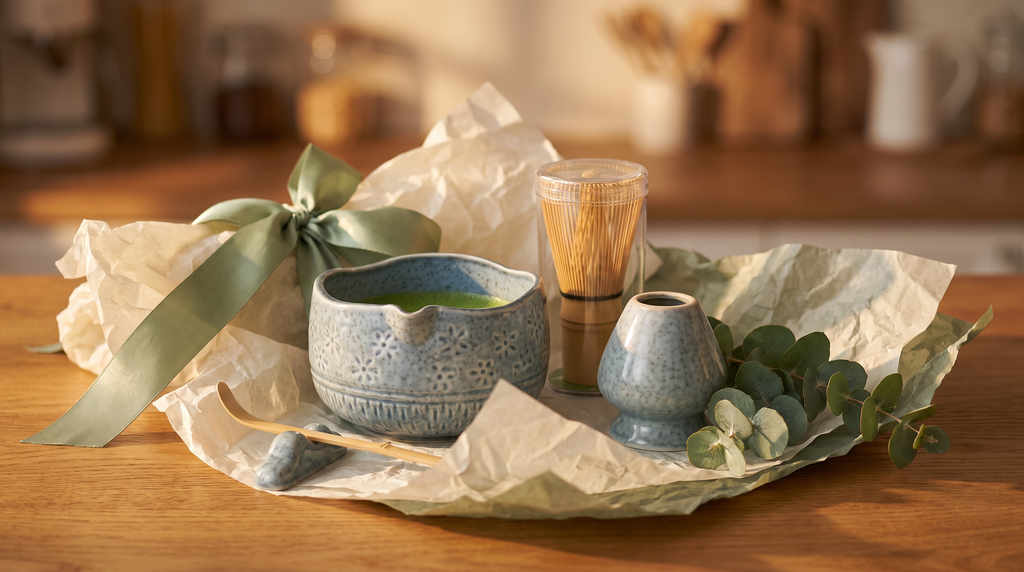 Matcha Whisk Gift Set, Bamboo Whisk and Ceramic Bowl