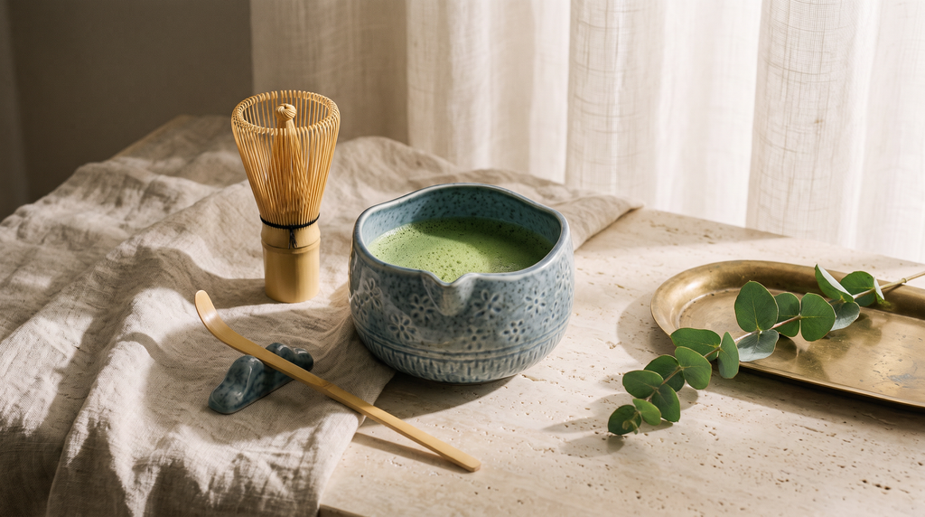 Matcha Whisk Gift Set, Bamboo Whisk and Ceramic Bowl