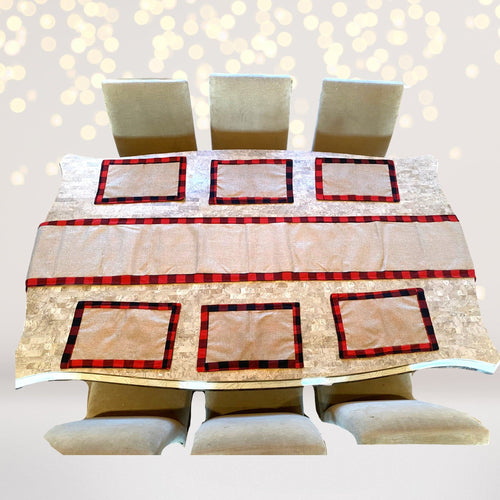 Buffalo Plaid Placemats and Table Runner Set, Reversible