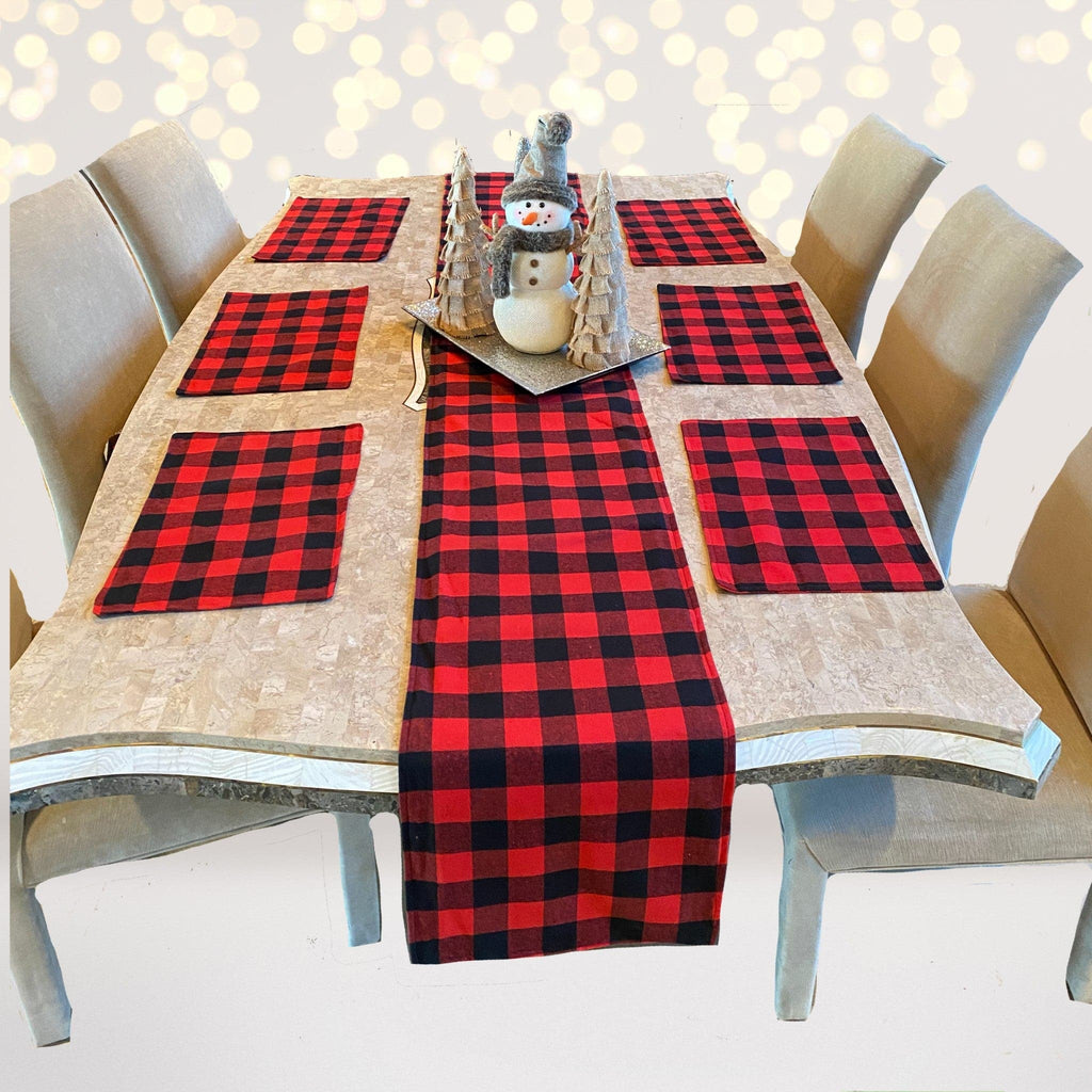 Buffalo Plaid Placemats and Table Runner Set, Reversible