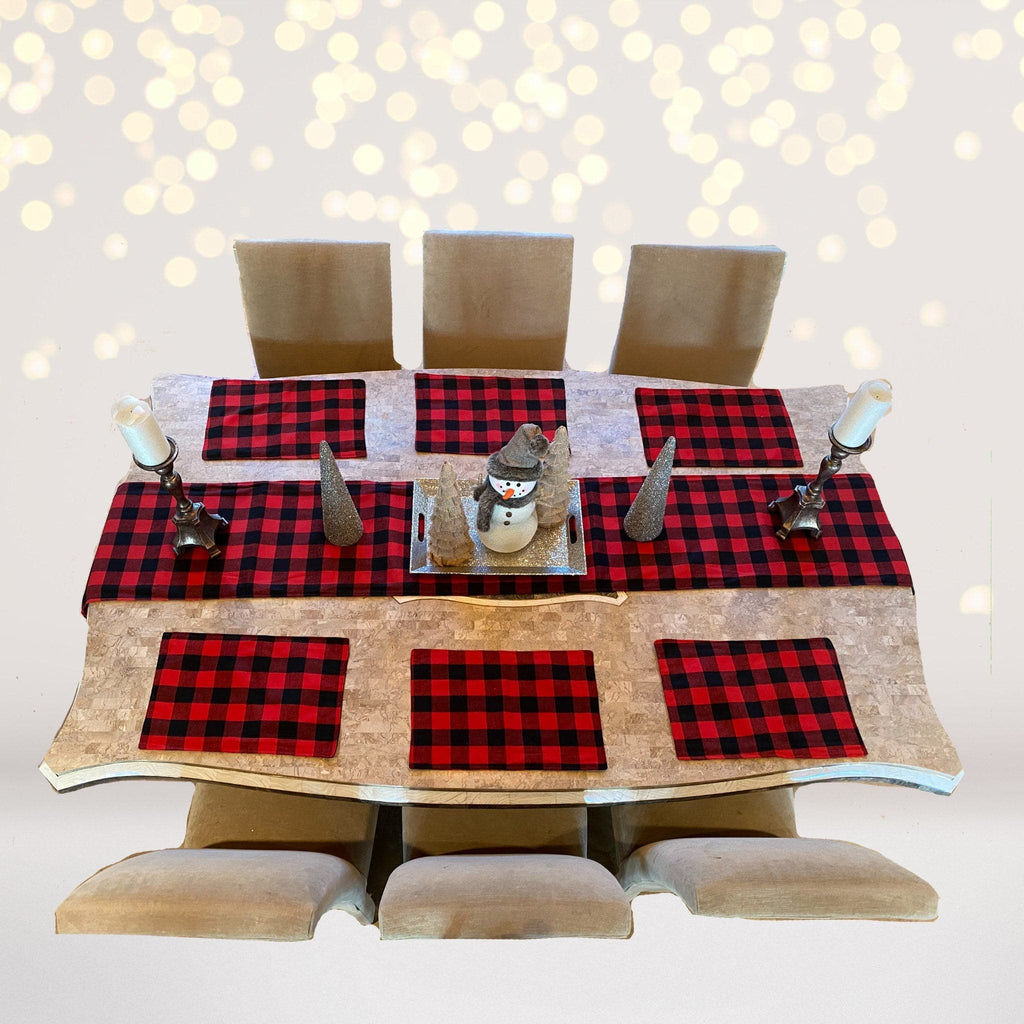 Buffalo Plaid Placemats and Table Runner Set, Reversible