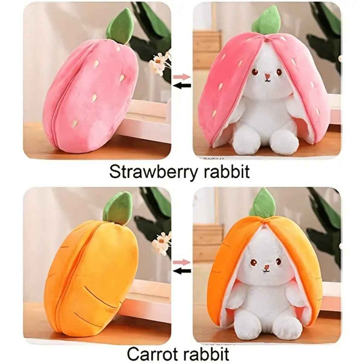 Reversible Strawberry Bunny Plush