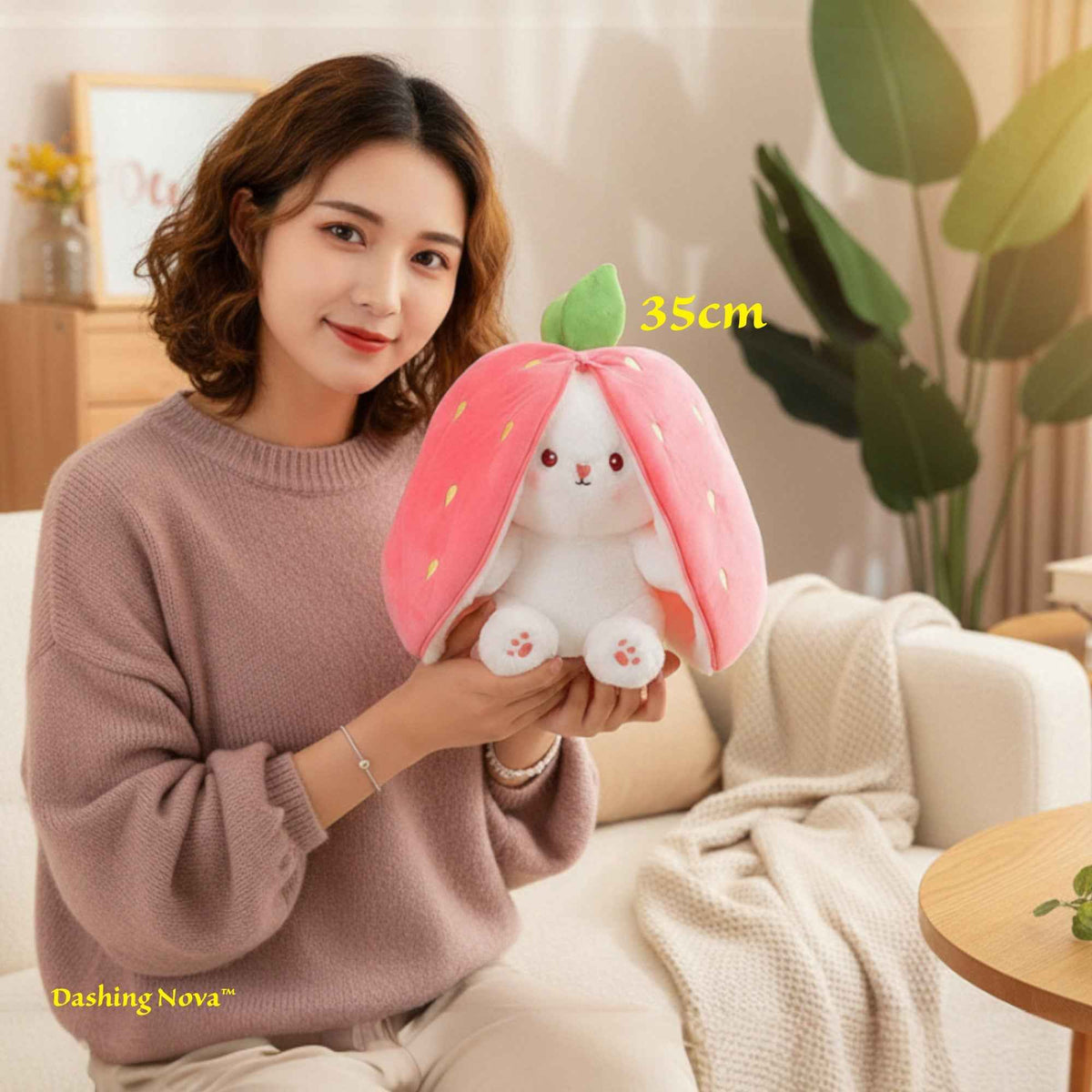Reversible Strawberry Bunny Plush