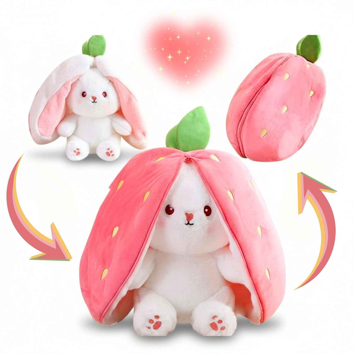 Reversible Strawberry Bunny Plush