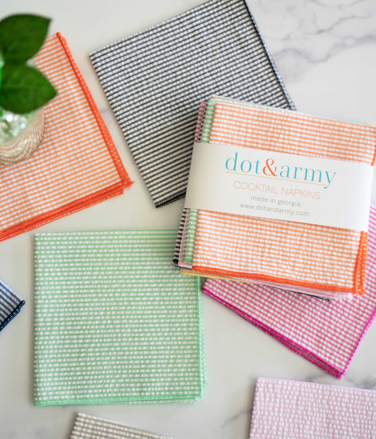 Seersucker Cloth Napkins, Set of 8