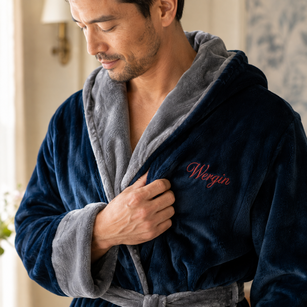 Men's Plush Hooded Robe