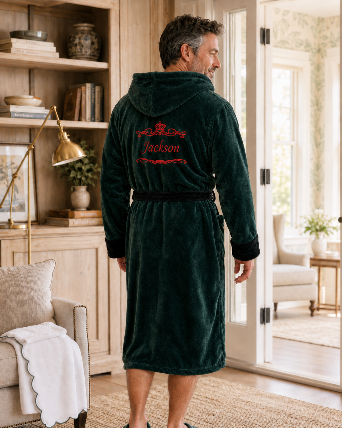 Men's Plush Hooded Robe