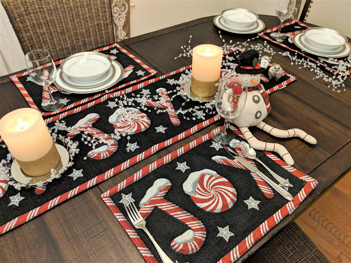 Peppermint Joy Holiday Table Set, 8 Pieces