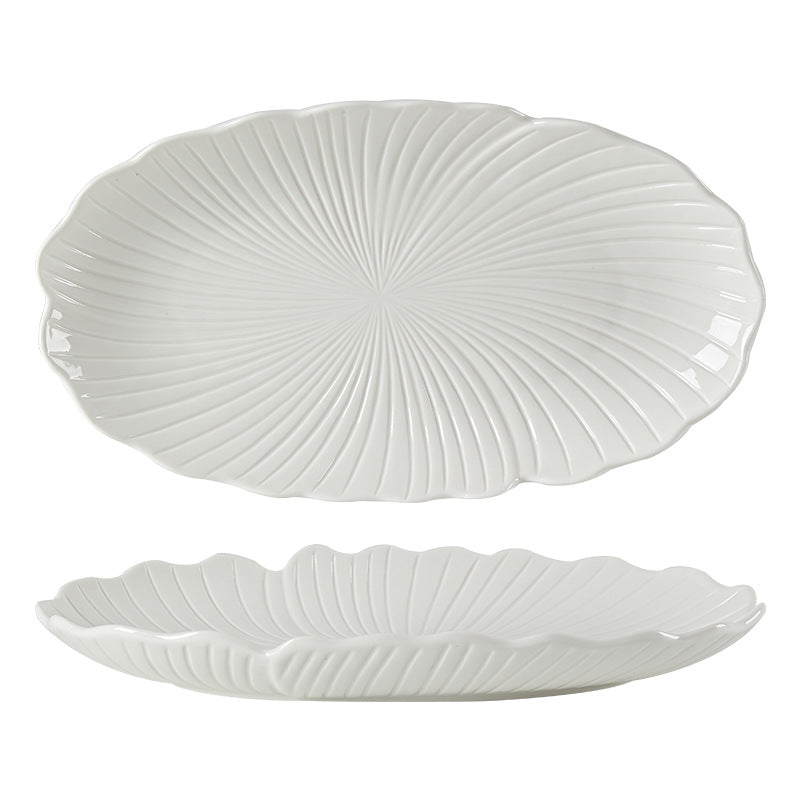 White ceramic oval serving platter
