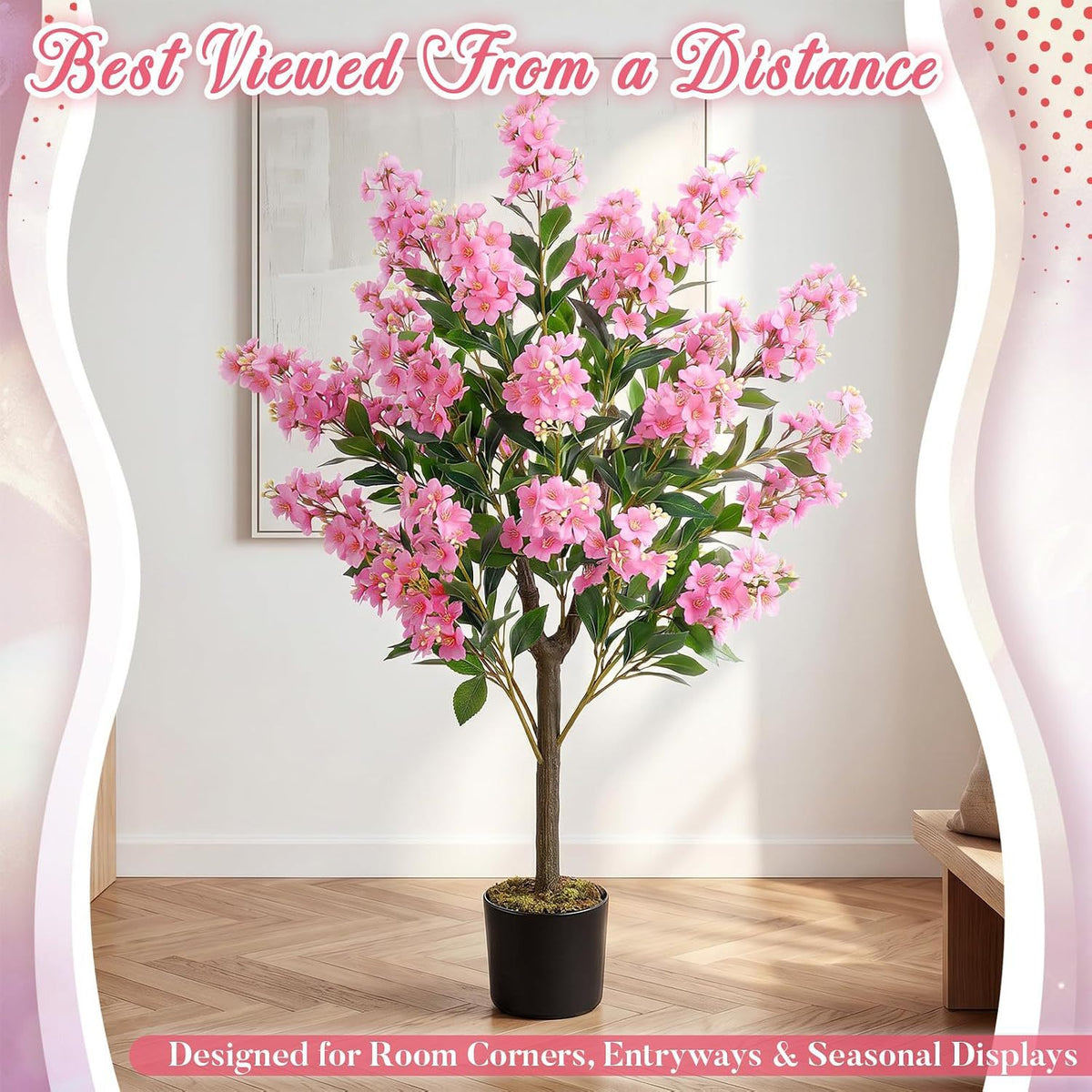 Artificial crape myrtle tree with pot