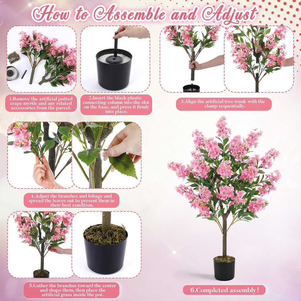 Artificial crape myrtle tree with pot