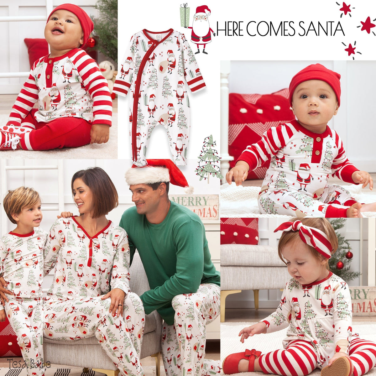 Women's Santa Bamboo Pajama Set, Family Matching