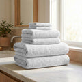 Ribbed Turkish Cotton Bath Towel Set, 6 Pieces