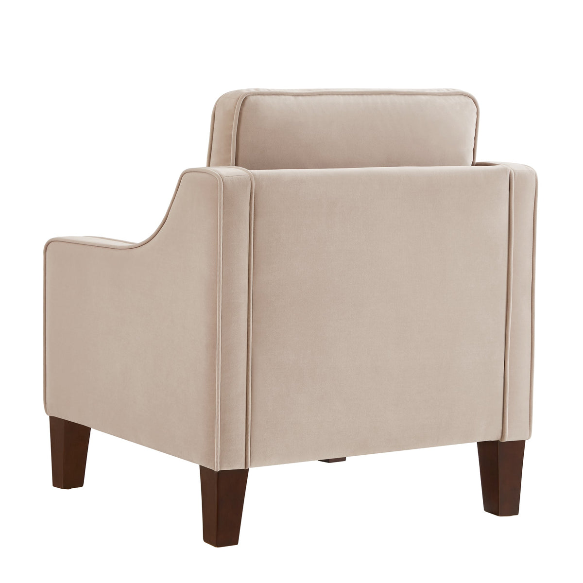 Velvet Accent Armchair with Wood Legs