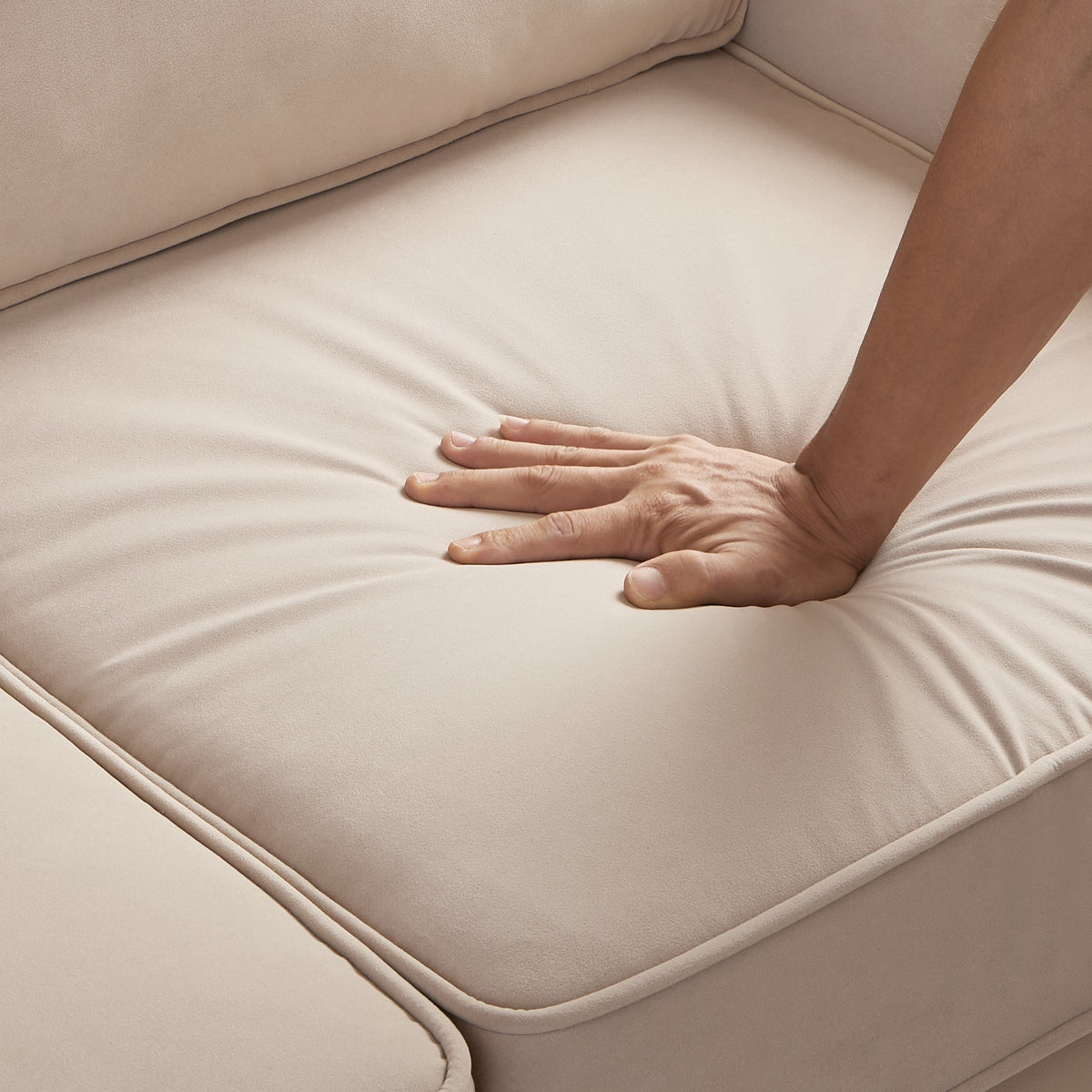 Velvet Accent Armchair with Wood Legs