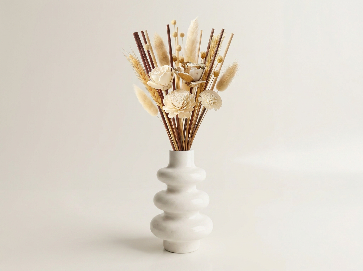 Stacked Bubble Vase Reed Diffuser Gift Set, White