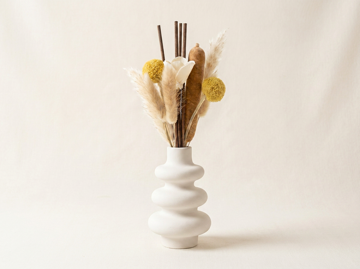 Stacked Bubble Vase Reed Diffuser Gift Set, White