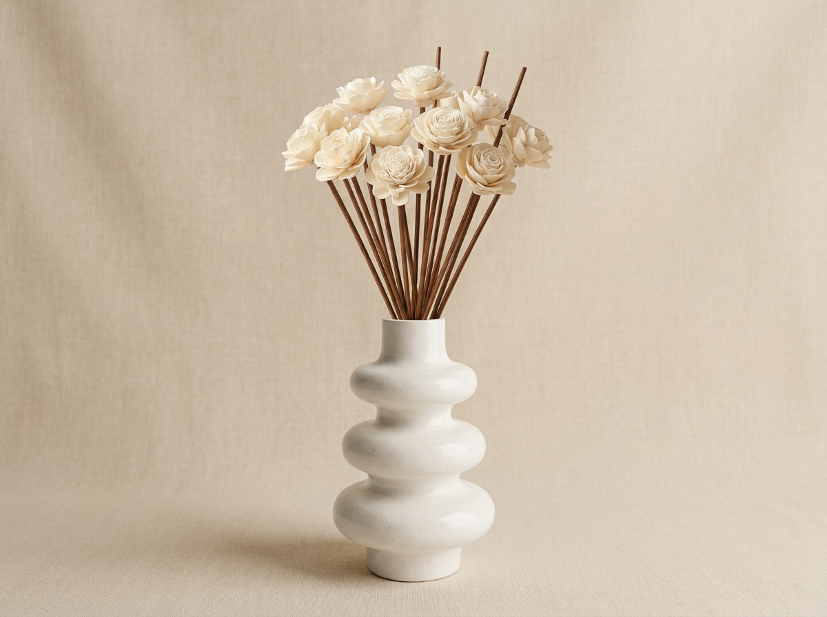Stacked Bubble Vase Reed Diffuser Gift Set, White