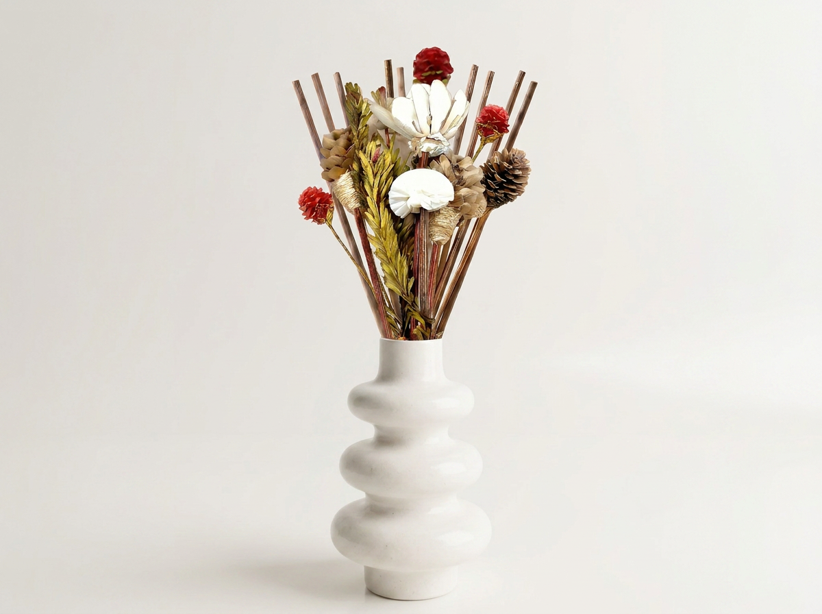 Stacked Bubble Vase Reed Diffuser Gift Set, White