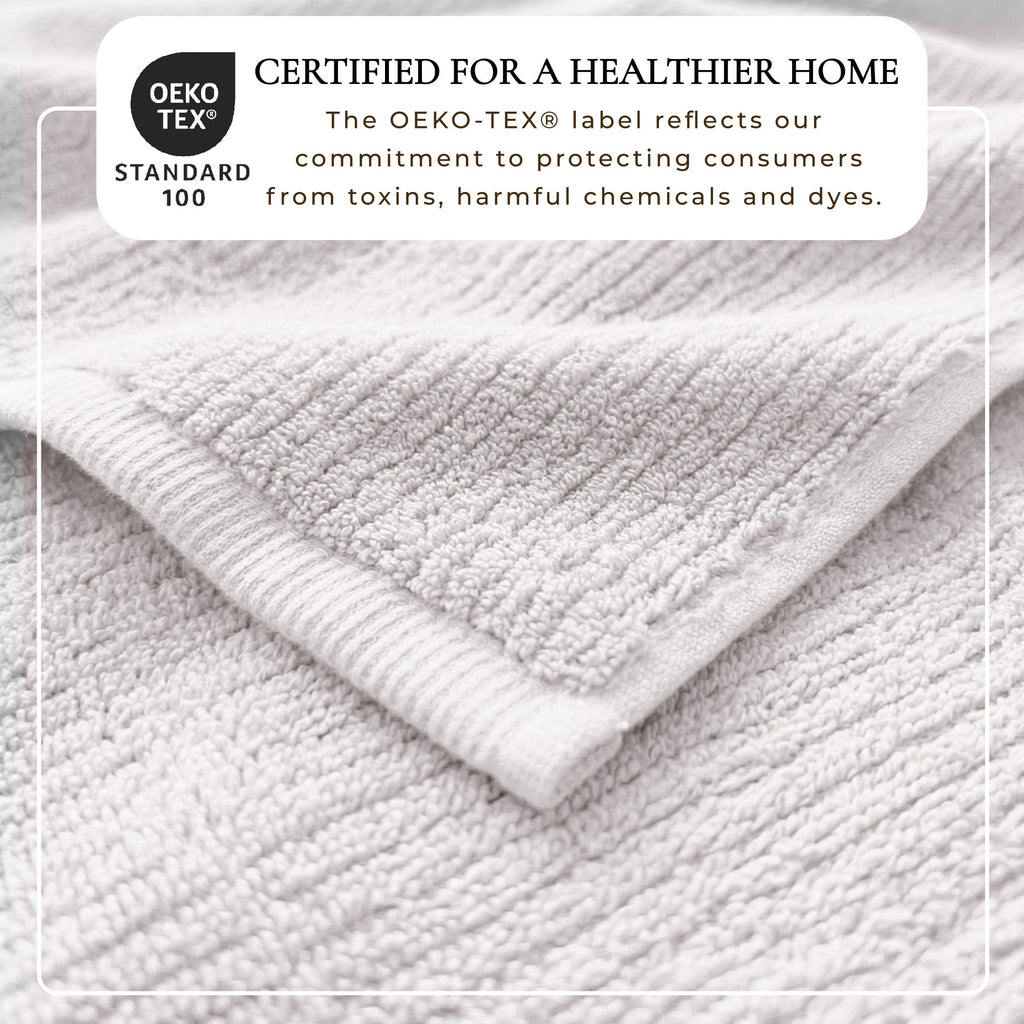 Ribbed Turkish Cotton Bath Towel Set, 6 Pieces